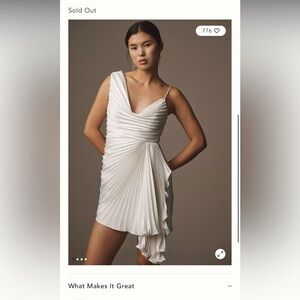 AMUR One Shoulder White Pleated Dress